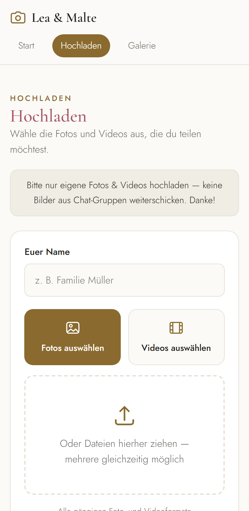 Hochladen — ein Tipp genügt
